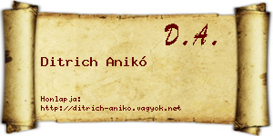 Ditrich Anikó névjegykártya